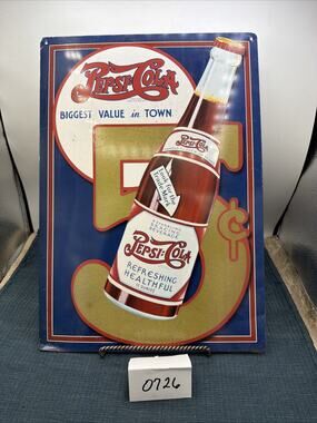 17-1/2" X 12-1/2" Decorative Metal Sign Pepsi Cola Best Value In Town Bottle